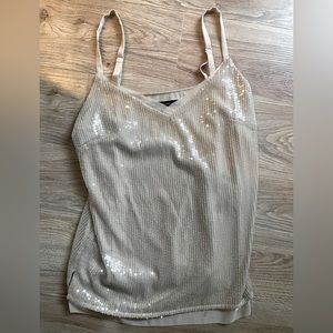 White House Black Market - Nude Sequin Sparkly Camisole Skinny Strap Top